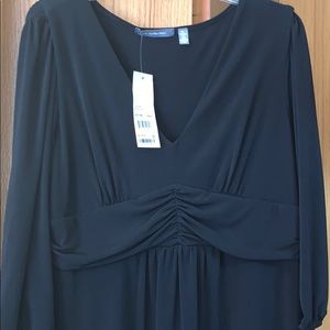 New ruched gathered empire waist black dress